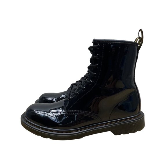 Dr. Martens Youth Black Patent Leather With Side Zipper Lace-Up Boots Size 5 US - Picture 3 of 14